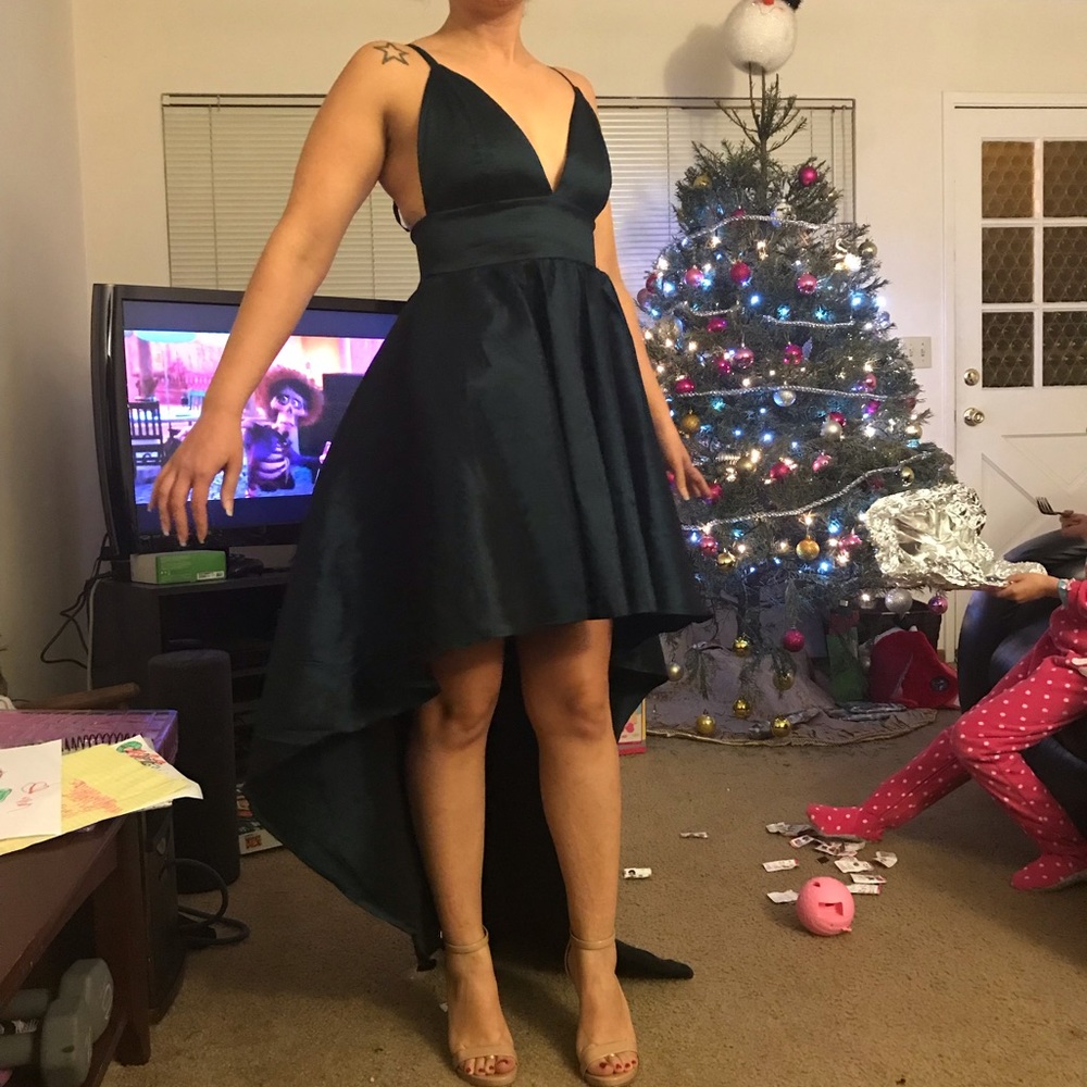 High low emerald green dress